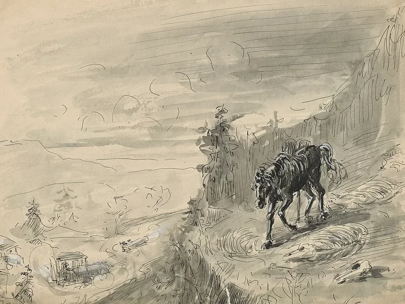 1886-Paul-Charles Delaroche - Cavallo abbandonato
